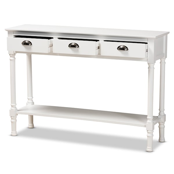 Baxton Studio Garvey French Provincial White Finished Wood 3-Drawer Entryway Console Table - 179-11330-ZORO