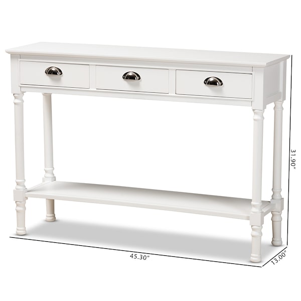 Baxton Studio Garvey French Provincial White Finished Wood 3-Drawer Entryway Console Table - 179-11330-ZORO