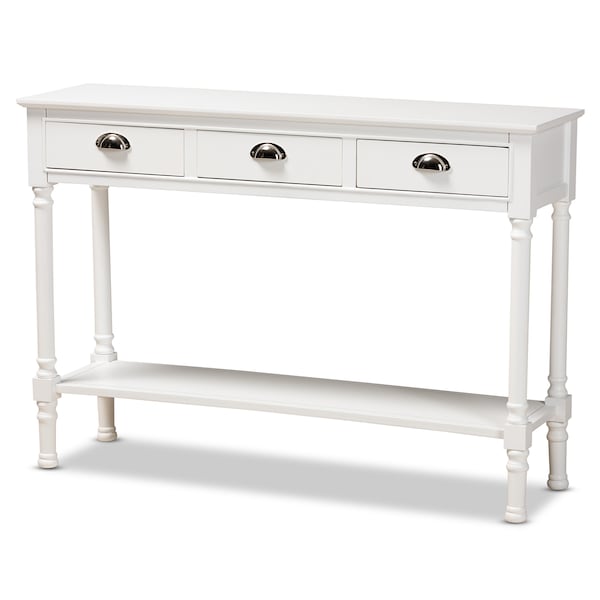 Baxton Studio Garvey French Provincial White Finished Wood 3-Drawer Entryway Console Table - 179-11330-ZORO
