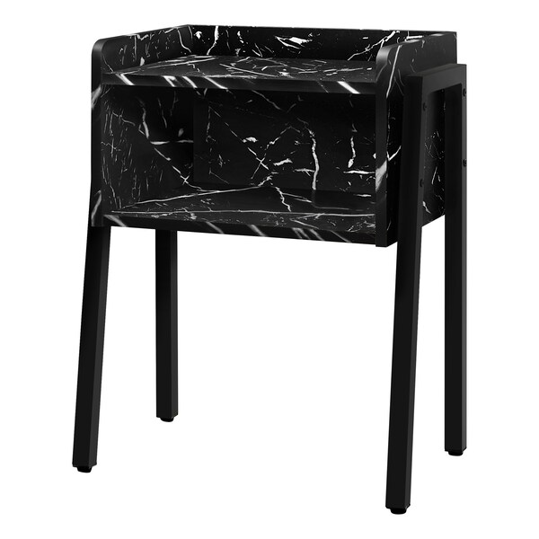 Monarch Specialties Accent Table, Side, End, Nightstand, Lamp, Living Room, Bedroom, Metal, Laminate, Black Marble Look - I 3590