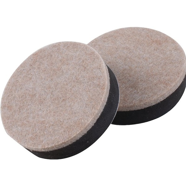 Shepherd Hardware Slider Pad, Felt Cloth, Beige, 2-1/2 in Dia, 1/2 in Thick, Round - 9408