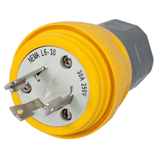 Enchufe de bloqueo estanco de 30A Hubbell 2P 3W 250VAC L6-30P YL - HBL28W48