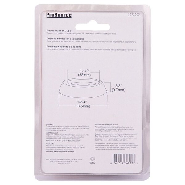 Prosource Caster Furniture Glide, Rubber, Brown, Brown, 1-3/4 x 1-3/4 x 3/8 in Dimensions - FE-S708-PS