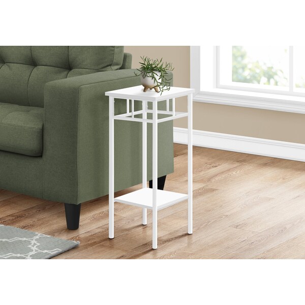 Monarch Specialties Accent Table, Side, End, Plant Stand, Square, Living Room, Bedroom, White Laminate, White - I 3279