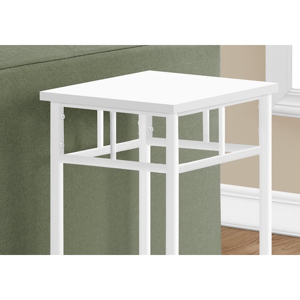 Monarch Specialties Accent Table, Side, End, Plant Stand, Square, Living Room, Bedroom, White Laminate, White - I 3279