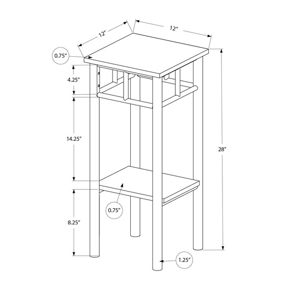 Monarch Specialties Accent Table, Side, End, Plant Stand, Square, Living Room, Bedroom, White Laminate, White - I 3279