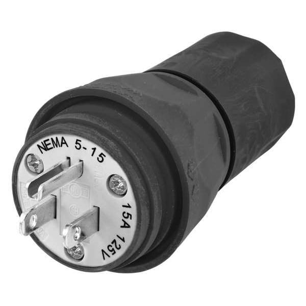 Enchufe recto impermeable industrial de 3 cables Hubbell 125VAC 15A - HBL14W47BK