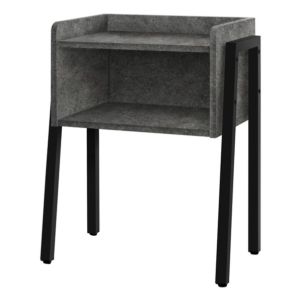 Monarch Specialties Accent Table - 23"H / Grey Stone-Look / Black Metal - I 3584