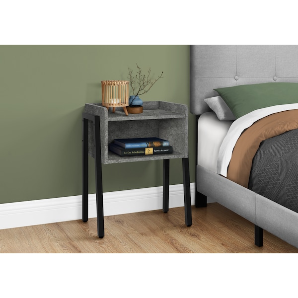 Monarch Specialties Accent Table - 23"H / Grey Stone-Look / Black Metal - I 3584