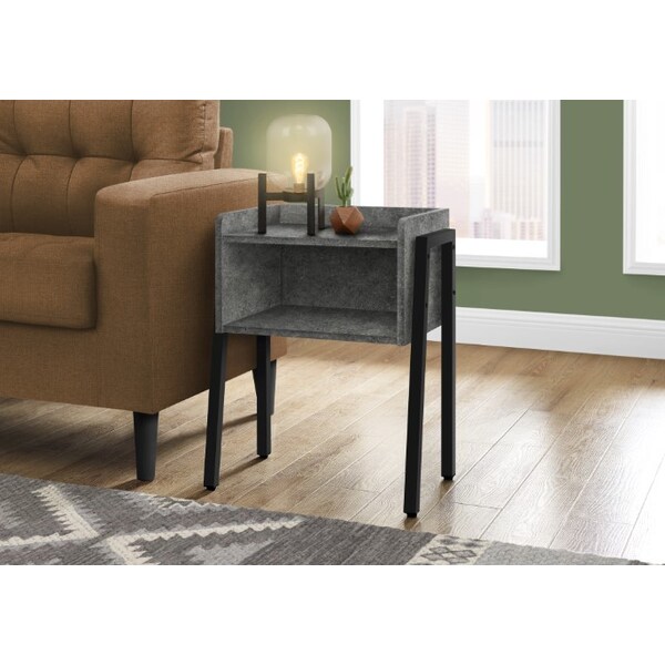 Monarch Specialties Accent Table - 23"H / Grey Stone-Look / Black Metal - I 3584