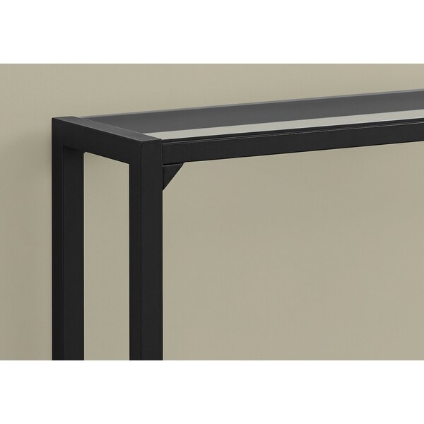 Monarch Specialties Accent Table - 42"L / Black / Tempered Glass Hall Console - I 2106