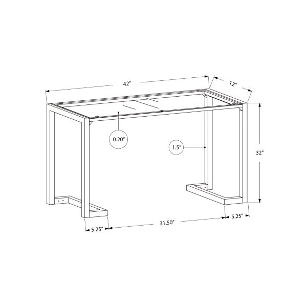 Monarch Specialties Accent Table - 42"L / Black / Tempered Glass Hall Console - I 2106