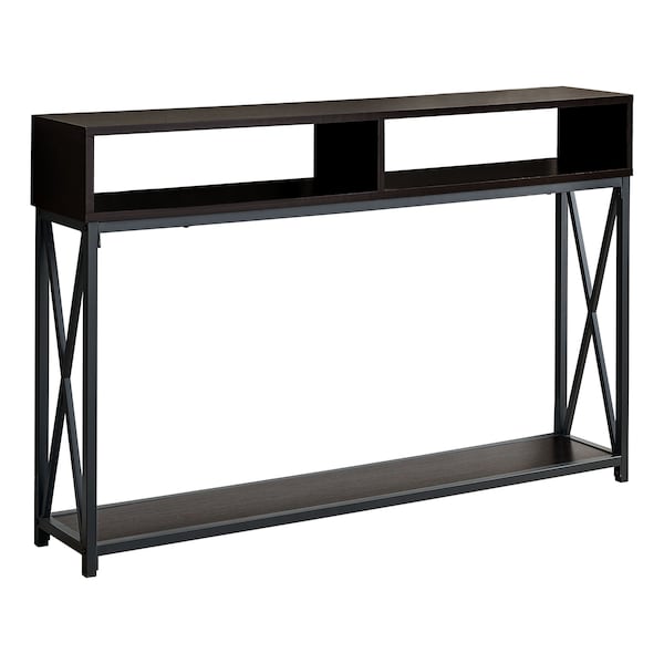 Monarch Specialties Accent Table - 48"L / Espresso / Black Metal Hall Console - I 3574