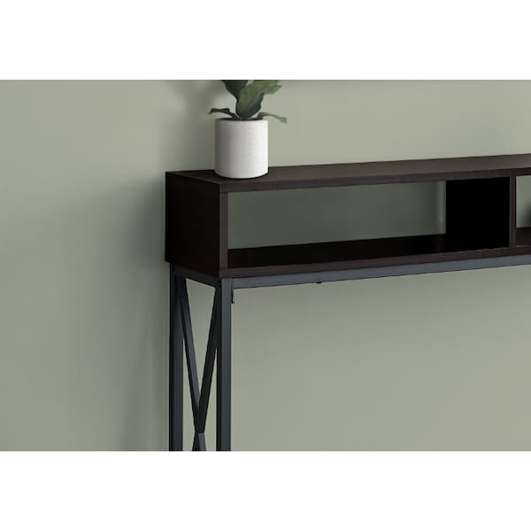Monarch Specialties Accent Table - 48"L / Espresso / Black Metal Hall Console - I 3574