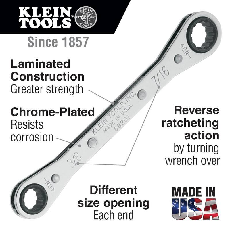 Herramienta Klein 1/2 pulg. x 9/16 pulg. Llave de caja de trinquete - 68202