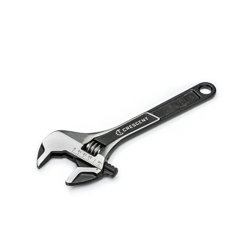 Llave ajustable Crescent de 8 pulgadas con mandíbula ancha y recubrimiento de óxido negro - ATWJ28VS