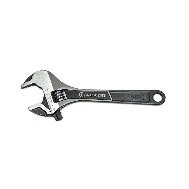 Llave ajustable Crescent de 8 pulgadas con mandíbula ancha y recubrimiento de óxido negro - ATWJ28VS