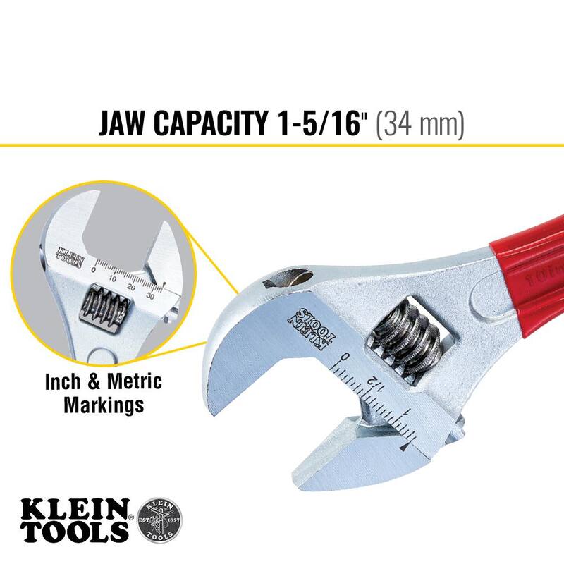 Llave ajustable de capacidad extra de 1-5/16 pulg. con mango recubierto de plástico - D507-10