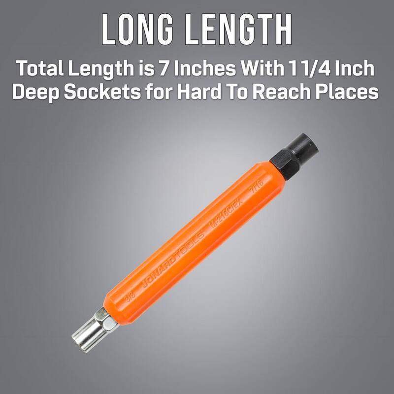 Llave de tuercas hexagonales ergonómica de doble lado para 3/8 pulgadas y 7/16 pulgadas - M-216C/EX de Jonard Tools