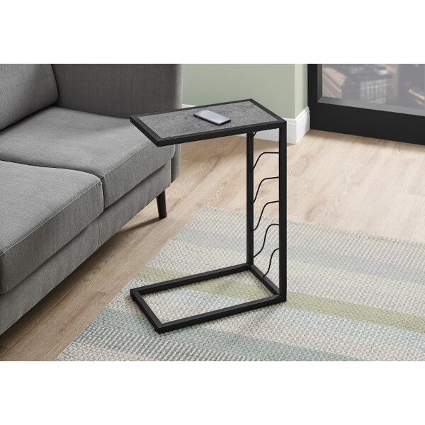 Monarch Specialties Accent Table - 25"H / Grey Stone-Look / Black Metal - I 3301