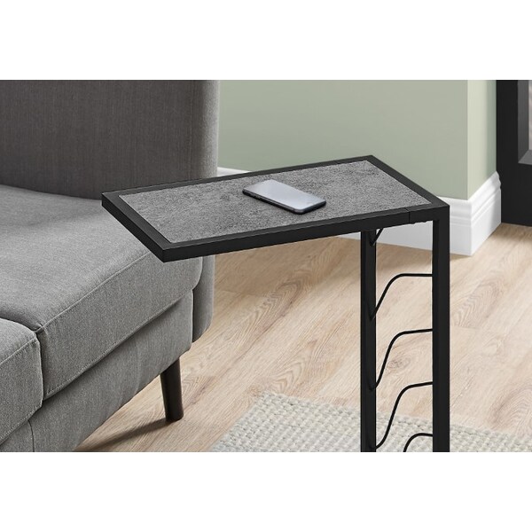 Monarch Specialties Accent Table - 25"H / Grey Stone-Look / Black Metal - I 3301