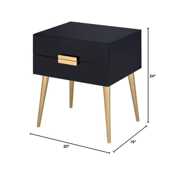 Acme Rectangular Wooden End Table in Black and Gold - ER-0155BK