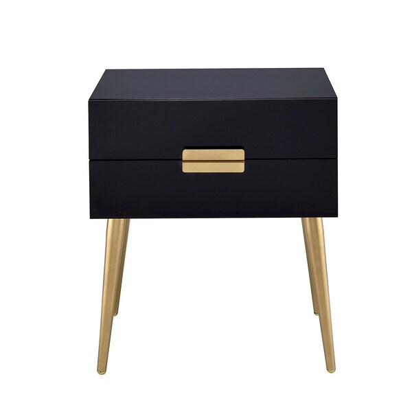 Acme Rectangular Wooden End Table in Black and Gold - ER-0155BK