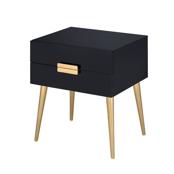 Acme Rectangular Wooden End Table in Black and Gold - ER-0155BK