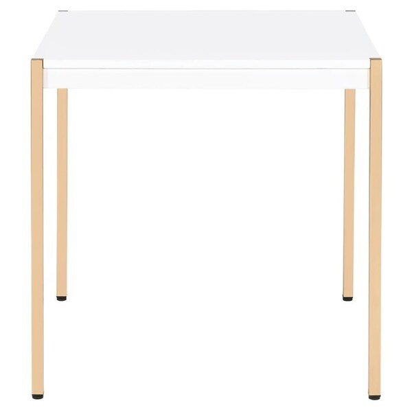 Acme Square Wooden Top End Table with Tube Legs in White and Gold - ER-0230WH