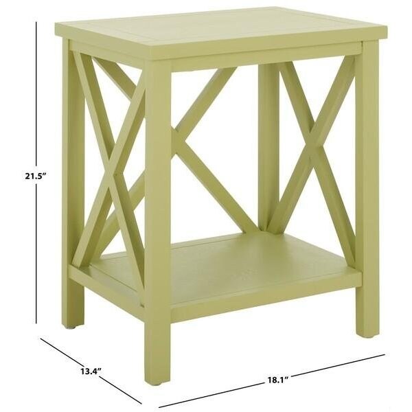 Safavieh Candence Cross Back End Table- Split Pea - 21.5 x 13.4 x 18.1 in. - AMH6523H