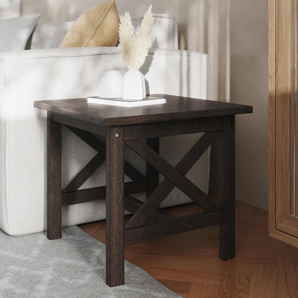 Flash Furniture Square 21.75 W, 21.75 L, Rubberwood (Parawood), Dark Gray - LFS-4002-DKGRY-GG