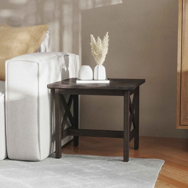 Flash Furniture Square 21.75 W, 21.75 L, Rubberwood (Parawood), Dark Gray - LFS-4002-DKGRY-GG