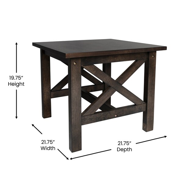 Flash Furniture Square 21.75 W, 21.75 L, Rubberwood (Parawood), Dark Gray - LFS-4002-DKGRY-GG