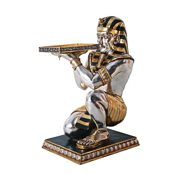 Design Toscano Egyptian Pharaoh's Kneeling Servant: Egyptian Side Table Statue - NE43588