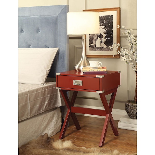 Homeroots 24 x 18 x 16 in. Babs End Table Red - 286306