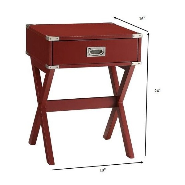 Homeroots 24 x 18 x 16 in. Babs End Table Red - 286306