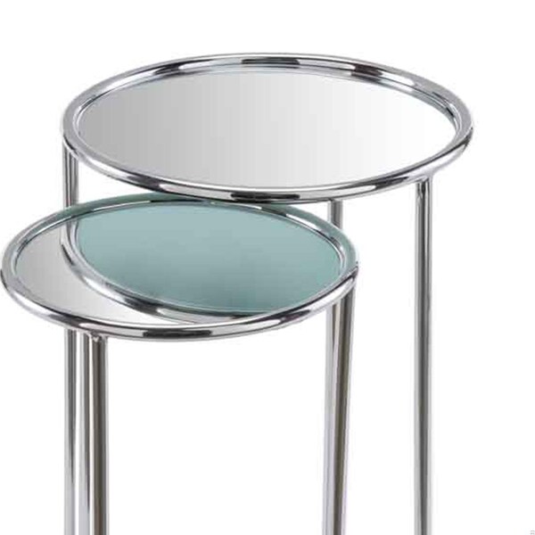 Homeroots 12 x 12 x 22 in. Buffed Valor Nested Mirror Table - Set of 2 - 354673