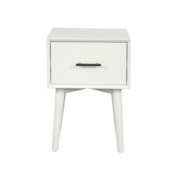 Alpine Furniture Flynn Mid Century Modern End Table, White - 966-W-62