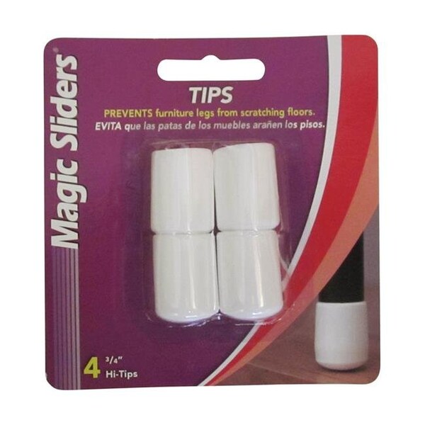 Magic Sliders Magic Sliders 5953674 Vinyl Round Leg Tip; White - 0.75 in. - Pack of 4 - 5953674