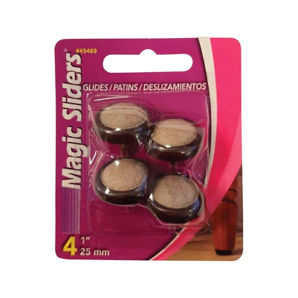Magic Sliders 1 x 1 in. Beige & Black Carpet Based Slide Glides, 24PK - MA6850