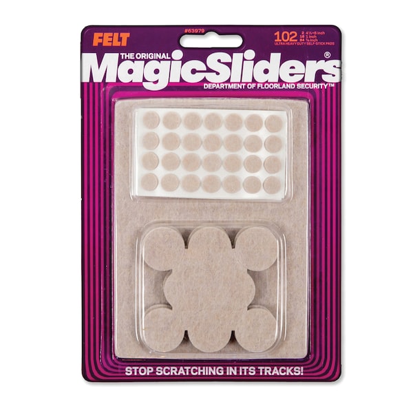 Magic Sliders Magic Sliders Felt Self Adhesive Protective Pads Oatmeal Assorted 102 pk - 63979