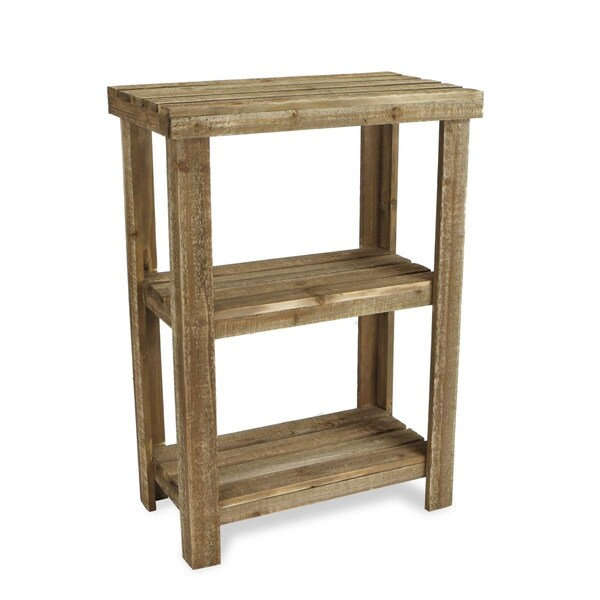 Gfancy Fixtures Rustic Natural Wood Finish 2 Shelf Side Table - GF3094827