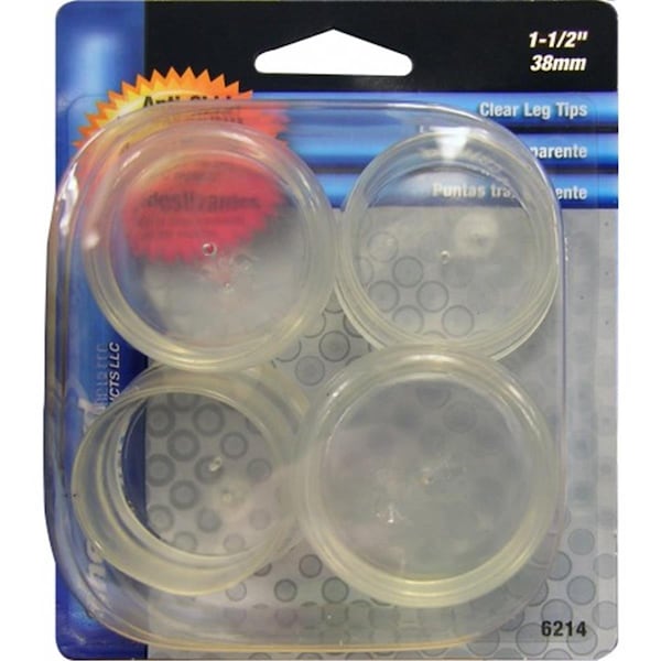 Convenience Concepts 1.5 in. Clear Tip Leg Cap Cover, 4PK - HI3673504