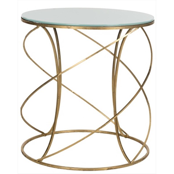 Safavieh Cagney Accent Table Gold And White Glass Top - FOX2535A