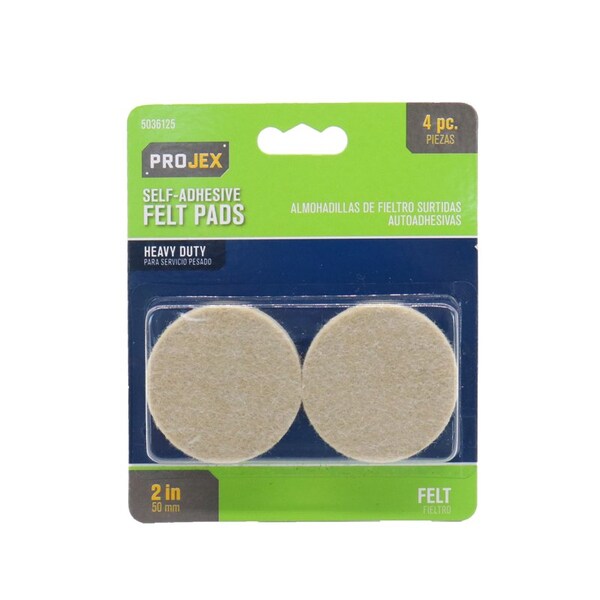 Projex Projex Felt Self Adhesive Surface Pad Brown Round 2 in. W 4 pk - P0107