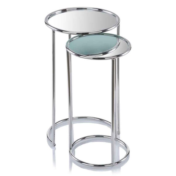Gfancy Fixtures 12 x 12 x 22 in. Buffed Valor Nested Mirror Table - Set of 2 - GF2627181