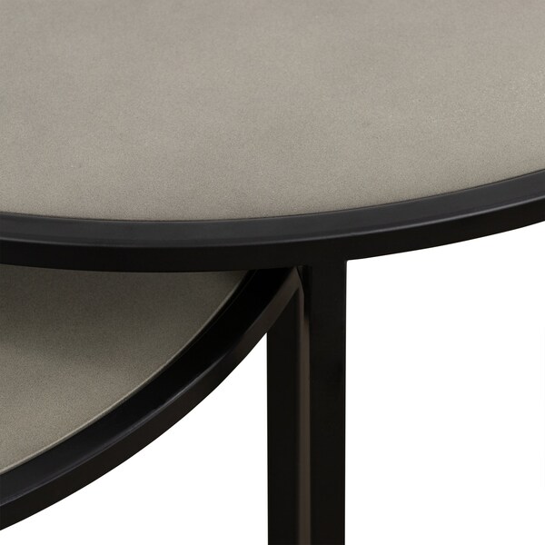 Armen Living Rina Concrete and Black Metal 2 Piece Nesting End Table Set - LCRILACCGR