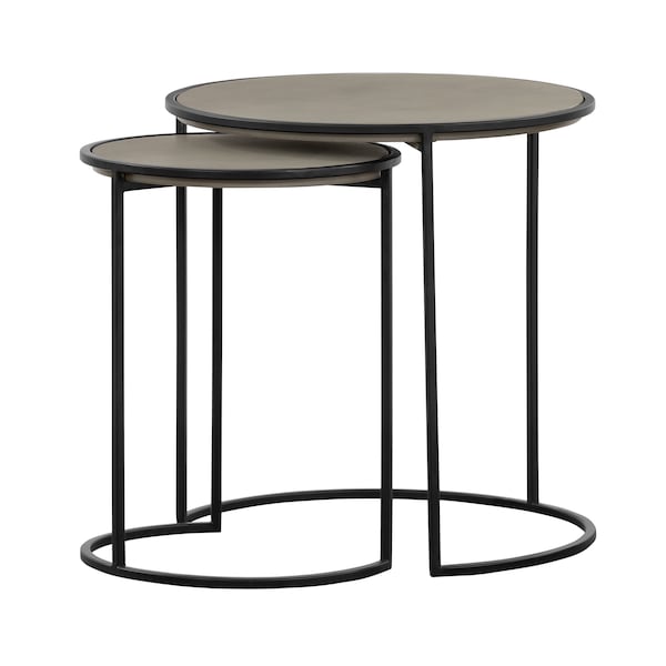 Armen Living Rina Concrete and Black Metal 2 Piece Nesting End Table Set - LCRILACCGR