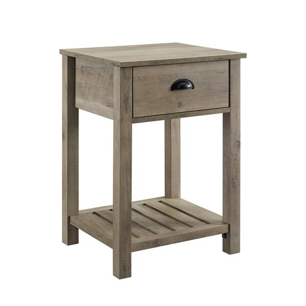 Walker Edison Furniture 18 Country Single Drawer Side Table - Grey Wash - AF18CYSTGW