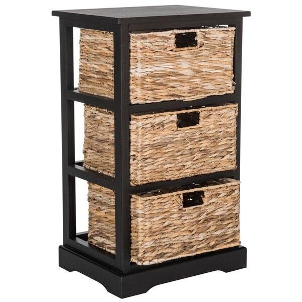 Safavieh Halle Storage Side Table- Distressed Black - 29.5 x 13.4 x 17.3 in. - AMH5738A